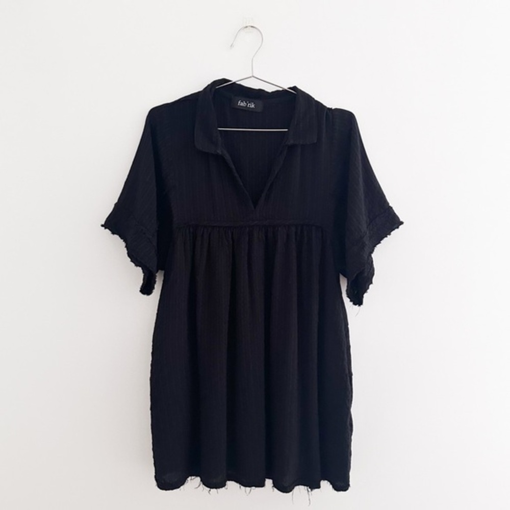 Fab'rik Black Rayon Boho Tunic Style Dress Size Medium